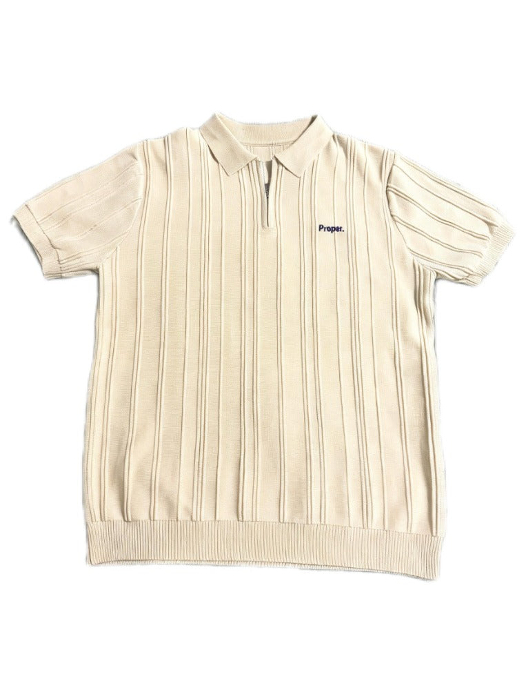 The Proper Quarter Zip- Beige